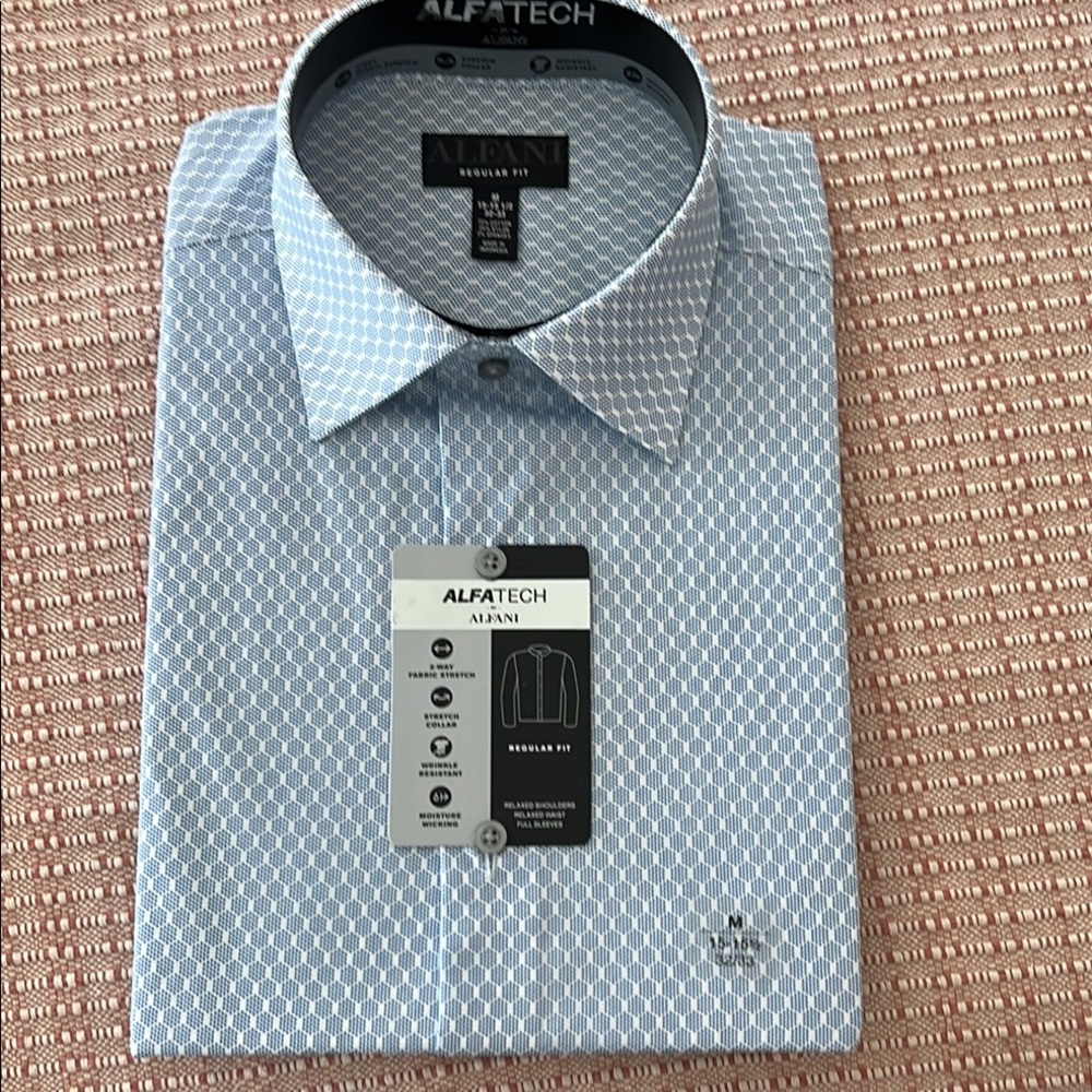 Alfani Blue Dress Shirt with Geometric Pattern